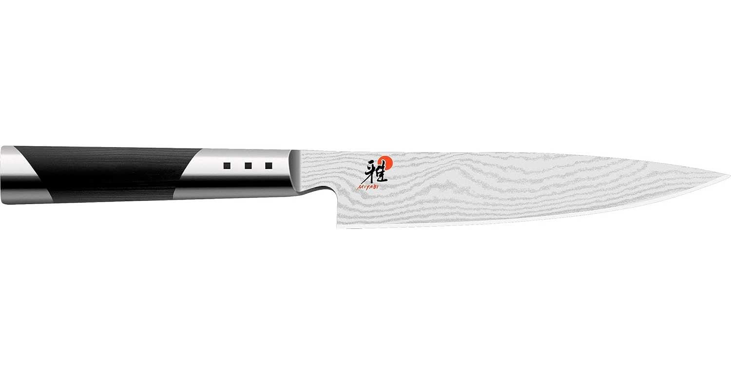 Cuchillo Shotoh con mango de plástico, file riveteado e imagen corporativa en rojo en el filo