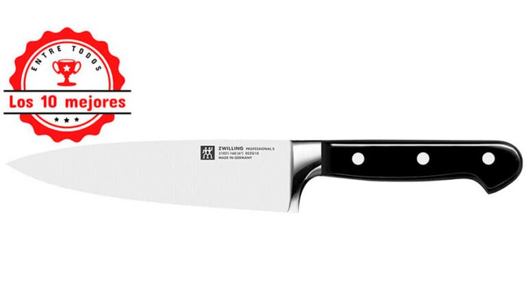cuchillo de cocina con el sello de los 10 mejores en rojo