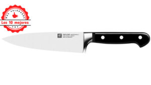 Cuchillo de cocina con un sello que reza Los 10 más valorados