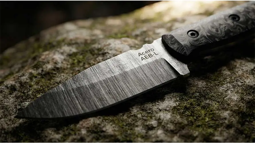 Cuchillo de supervivencia con el filo marcado el acero AEB-l