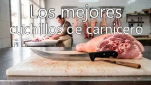 Cuchillo de carnicero de hoja curva en una carnicería