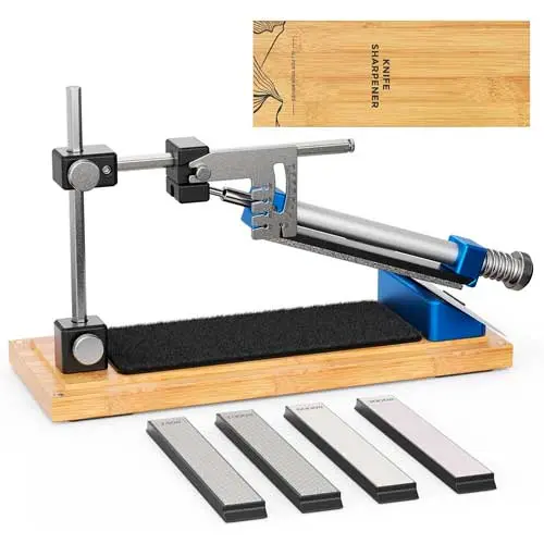 HIUYRFS Set profesional de afilado con caja de madera, ángulo 0°-30°