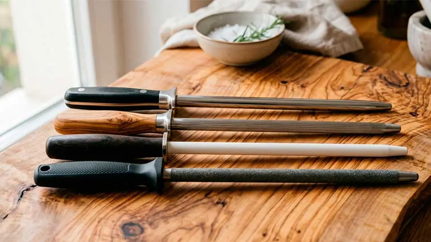 Chairas de cuatro tipos sobre una tabla de corte en una cocina