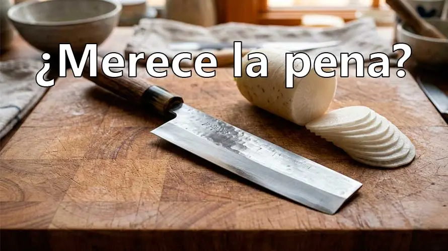 Cuchillo usuba sobre tabla de corte de madera