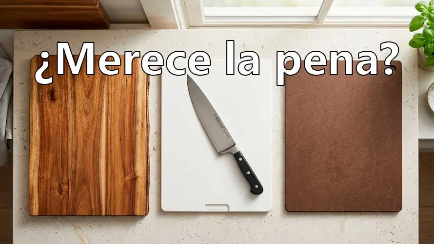 Tres tablas de corte en una cocina con luz natural